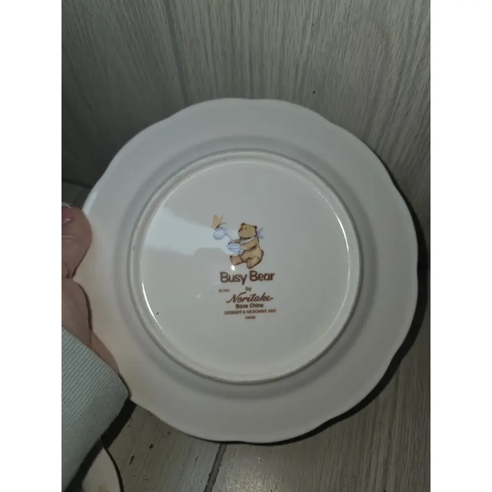 Vintage Noritake Busy Bear Child's Babys Dish Set Plate Bowl & Cup Dining Set